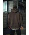 Erkek 3 İplik Pamuklu Kapüşonlu Basic SweatShirt Hoodie - Füme
