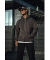 Erkek 3 İplik Pamuklu Kapüşonlu Basic SweatShirt Hoodie - Füme