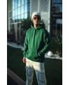 Erkek 3 İplik Pamuklu Kapüşonlu Basic SweatShirt Hoodie - Haki