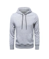 Erkek 3 İplik Pamuklu Kapüşonlu Cepli Hoodie Sweatshirt - Gri