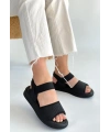 Jake Siyah Hasır Cilt Sandalet