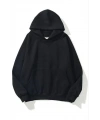 Kadın Kapüşonlu Kanguru Cepli 3 İplik Pamuklu Düz Hoodie Sweatshirt - Siyah