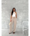 Kadın Ayrobin Oversize Kadın Pantalon - Bej