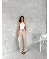 Kadın Ayrobin Oversize Kadın Pantalon - Bej
