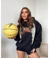 Kadın 2 İplik METALLICA Baskılı Kapüşonlu Hoodie Sweatshirt - Siyah