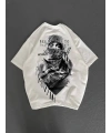 Kadın Kısa Kol Tişört Bisiklet Yaka Filistin Poşülü Baskılı T-Shirt - Beyaz