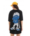 Kadın Kısa Kol Yazlık Tişört Bisiklet Yaka Baskılı Oversize T-Shirt - Siyah