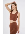 Kadın Fitilli Baskılı Crop - Kahve
