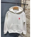 Kadın Oversize Kapüşonlu Cepli KALP Baskılı 3 İplik Pamuklu Hoodie Sweatshirt - Beyaz