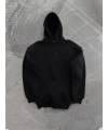 Kadın Kapüşonlu Kanguru Cepli 3 İplik Pamuklu Oversize Hoodie Sweatshirt - Siyah