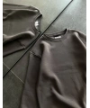 Kadın Bisiklet Yaka 3 İplik Pamuklu Basic SweatShirt - Füme
