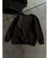 Kadın Bisiklet Yaka 3 İplik Pamuklu Basic SweatShirt - Siyah