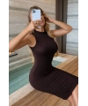 Kadın Kolsuz Balıkçı Yaka Kısa Dalgıç Elbise