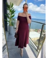 Kadın Madonna Yaka Midi Boy Modal Elbise