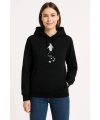 Kadın 3 İplik Pamuklu Kapüşonlu Hoodie Sweatshirt Nihilist Penguen Baskılı - Siyah