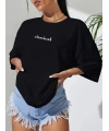 Kadın T-shirt Penye Compack Classical Baskılı Kısa kol Tişört - Siyah