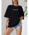 Kadın T-shirt Penye Compack Classical Baskılı Kısa kol Tişört - Siyah