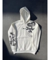 Kadın Oversize Kapüşonlu Kanguru Cepli Baskılı 3 İplik Pamuklu Sweatshirt Hoodie -   Beyaz
