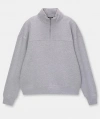 Kadın 3 İplik Pamuklu Oversize Yarım Fermuarlı Yakalı Basic Sweatshirt - Gri