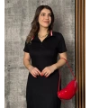 Kadın Yaka Ribanalı Çift Yırtmaçlı Elbise