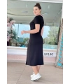Kadın Yaka Ribanalı Çift Yırtmaçlı Elbise