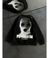 Kışlık Bisiklet Yaka Baskılı SweatShirt - Siyah