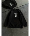 Kışlık Bisiklet Yaka Baskılı SweatShirt - Siyah