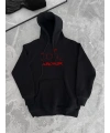 Kışlık Uzun Kol Kapüşonlu SweatShirt - Siyah
