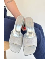 Luart Gümüş Simli Topuklu Terlik