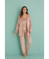 Mihra 13402 Kadın Kadife 3Lü Pijama Takımı