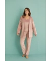 Mihra 13402 Kadın Kadife 3Lü Pijama Takımı