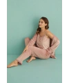 Mihra 13402 Kadın Kadife 3Lü Pijama Takımı