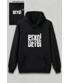 Sevgililer Günü Özel Kapüşonlu Beyci Baskılı Oversize Sweatshirt - Siyah