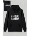 Sevgililer Günü Özel Kapüşonlu Hanımcı Baskılı Oversize Sweatshirt - Siyah