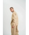 Uzun Kol Bisiklet Yaka Basic SweatShirt - Bej