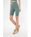 Yüksek Bel Fitilli Biker Baskılı Şort - Mint Yeşili