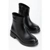 02-3033 Siyah Kırışık Rugan Fermuarlı Günlük Kadın Bot