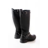02-307 Siyah Düz Topuklu Günlük Bayan Binici Çizme