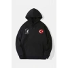 10 Kasıma Özel Üç İplik Kapüşonlu Baskılı SweatShirt - Siyah