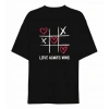 14 Şubat Sevgililer Günü Love Always Wins Baskılı Oversize Bisiklet Yaka T-shirt - Siyah