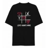 14 Şubat Sevgililer Günü Love Always Wins Baskılı Oversize Bisiklet Yaka T-shirt - Siyah