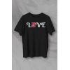 14 Şubat Sevgililer Günü Love Baskılı Oversize Bisiklet Yaka T-shirt - Siyah