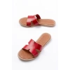 169-6100 Kırmızı Ortopedik Hakiki Deri Kadın Terlik