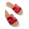 169-6100 Kırmızı Ortopedik Hakiki Deri Kadın Terlik