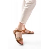 205-015 Taba Garni Ortopedik Hakiki Deri Kadın Sandalet