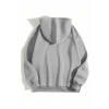 3 İplik Pamuklu Unisex Kapşonlu Sweetshirt - Gri