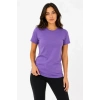 3’lü Kısa Kollu Bisiklet Yaka Basic Slim Fit T-Shirt - Mor - Petrol Mavisi - Hardal