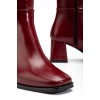 4804 Bordo Kırışık Rugan Fermuarlı Günlük Bayan Çizme