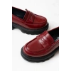 746-759 Bordo Rugan Günlük Yüksek Tabanlı Loafer Ayakkabı