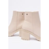 767-3020 Bej Fermuarlı Kalın Topuklu Günlük Kadın Bot